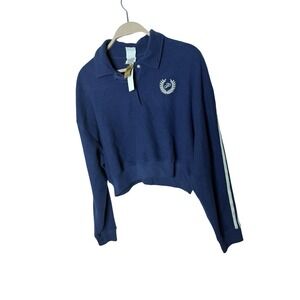 Victoria's‎ Secret 11234310 Reverse Fleece Cropped Polo Sweatshirt Sz small